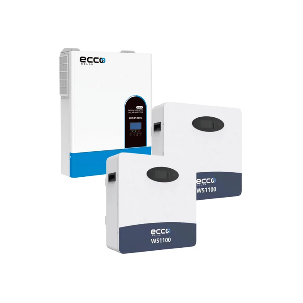 11KVA/11000W Ecco MPPT Hybrid Inverter + 2x 5.12kWh Ecco Lithium Battery